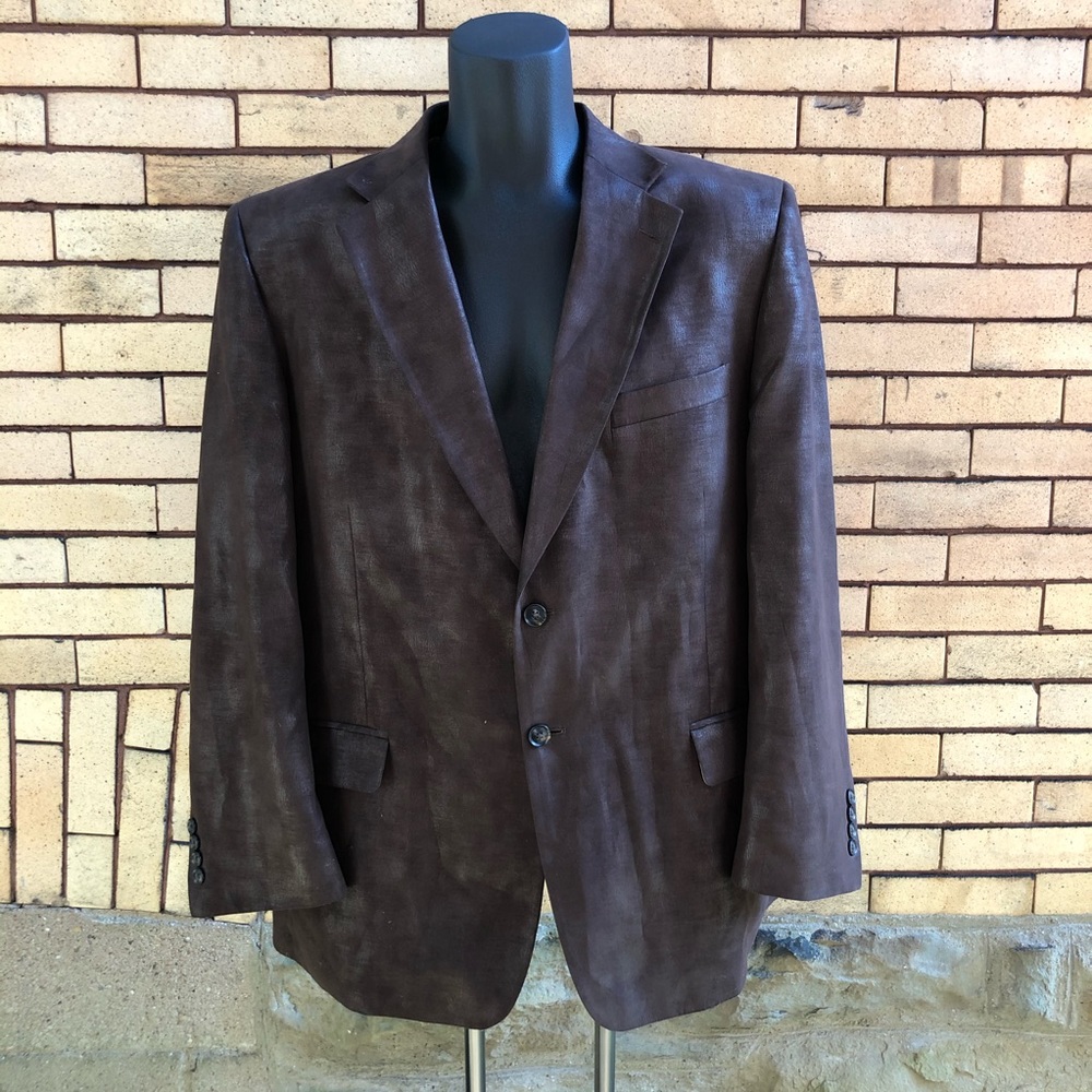 Vintage y2k Emanuel Ungaro Brown Faux Suede Blazer Sport Coat Two Button 46R